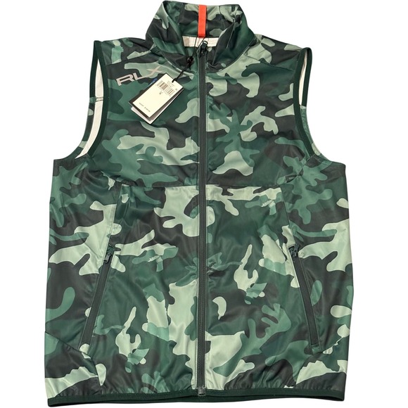 RLX Ralph Lauren Golf Vest Mens Small Camouflage Print‎ Full Zip Sleeveless
